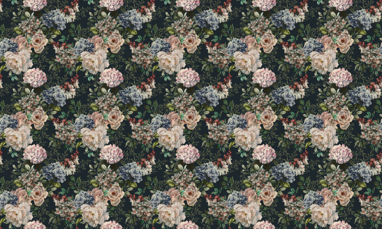 Dark Watercolor Seamless Floral Wallpaper For Walls
