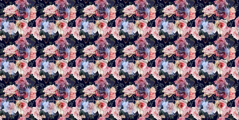 Floral Design Gold Lines Wallpaper