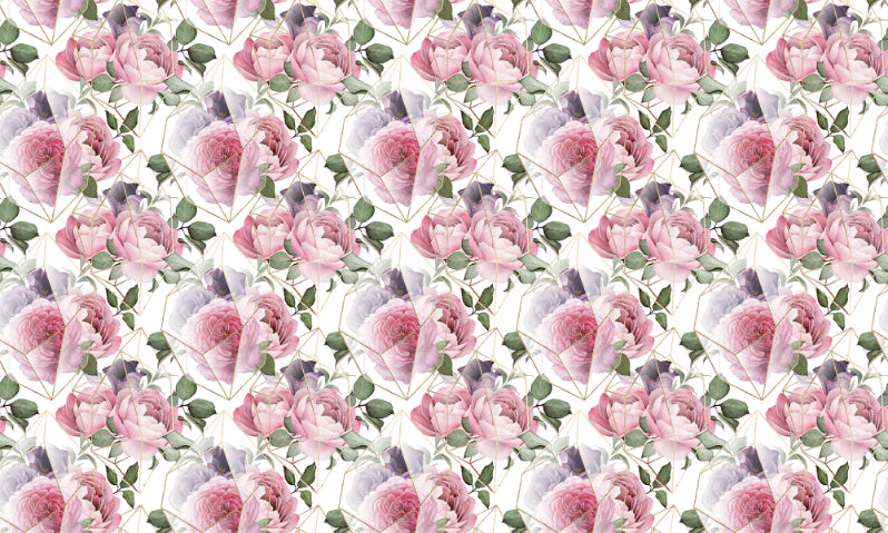 Pink Watercolor Flower Repeat Pattern Wallpaper For Walls in your room — zoomed