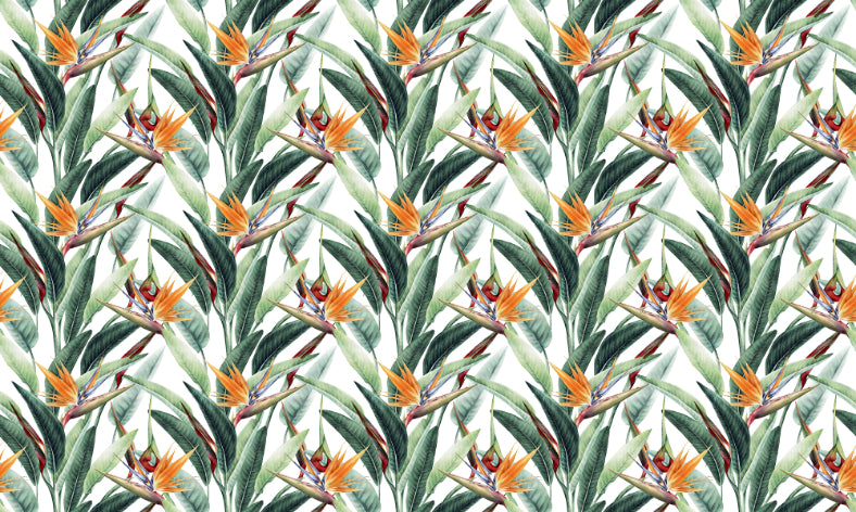 Watercolor Green Tropical Leaves Custom Made Wallpaper in your room