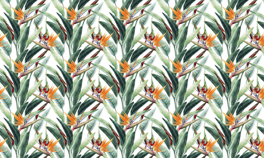 Watercolor Green Tropical Leaves Custom Made Wallpaper