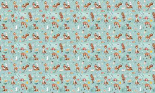 Little Deer and Hare Kids Room Wallpaper