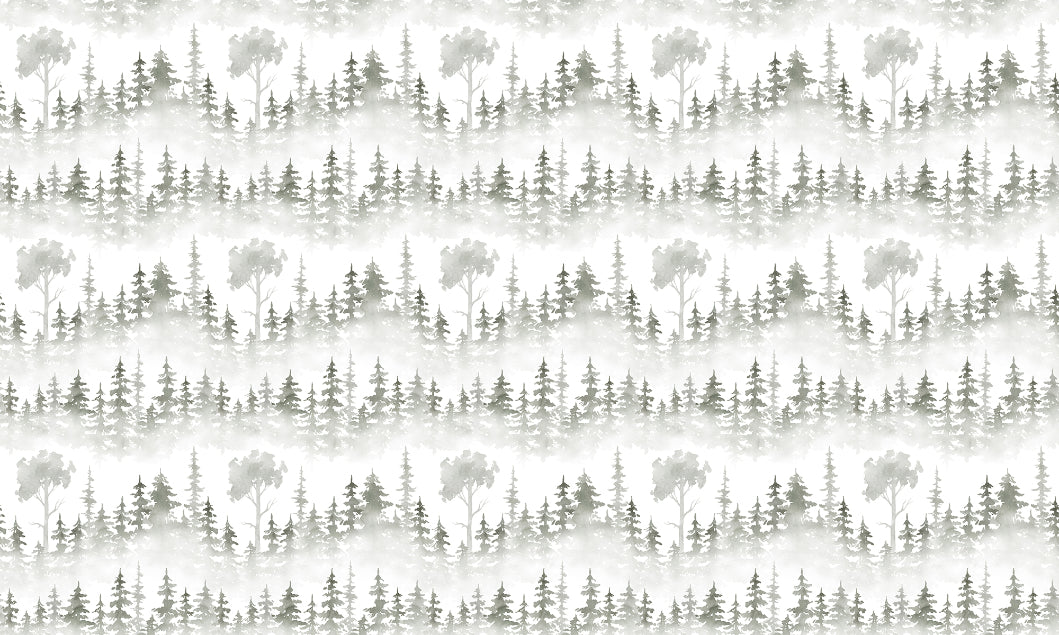Snow Path Winter Forest Tropical Wallpaper Pattern in your room — zoomed