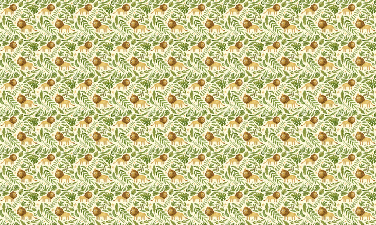 Watercolor Leaves Lion Kids Room Wallpaper For Walls