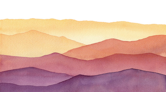 Watercolor Wavy Mountain Hand Drawn Wall Murals