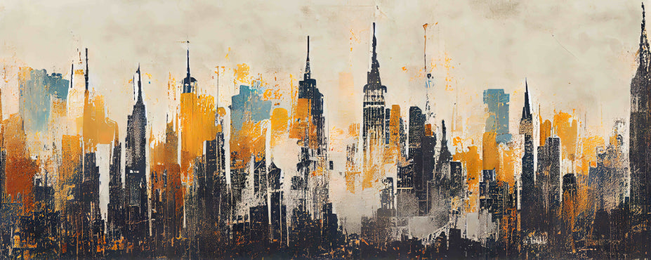 Urban Skyline Abstract Wall Mural in your room — zoomed