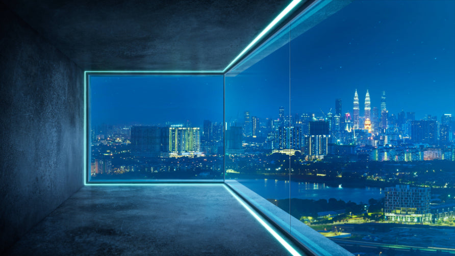 City View Loft Glass Window Wall Mural