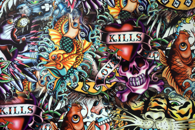 Vibrant Tattoo Style Graffiti Wall Mural in your room