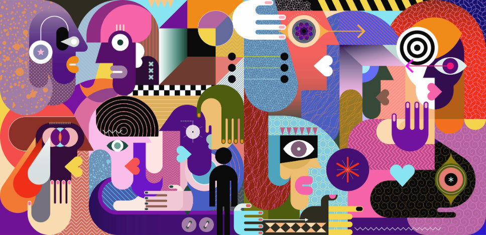 Modern Abstract Faces Wall Mural