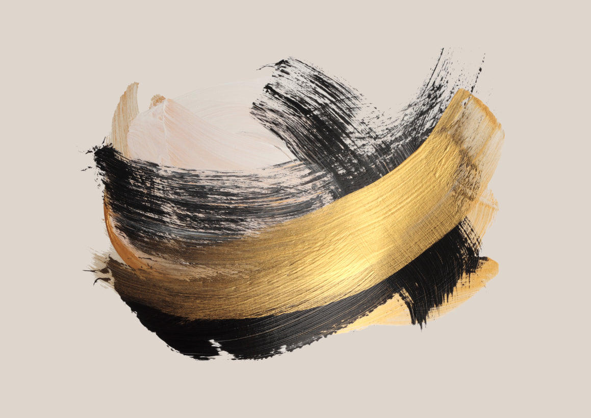 Gold and Noir Brushstroke Elegance Wall Mural in your room — zoomed