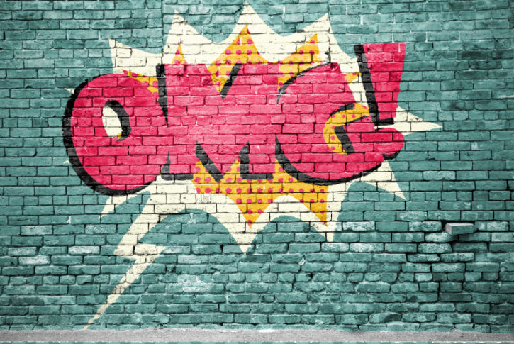 Pop Art OMG Graffiti Wall Mural in your room — zoomed