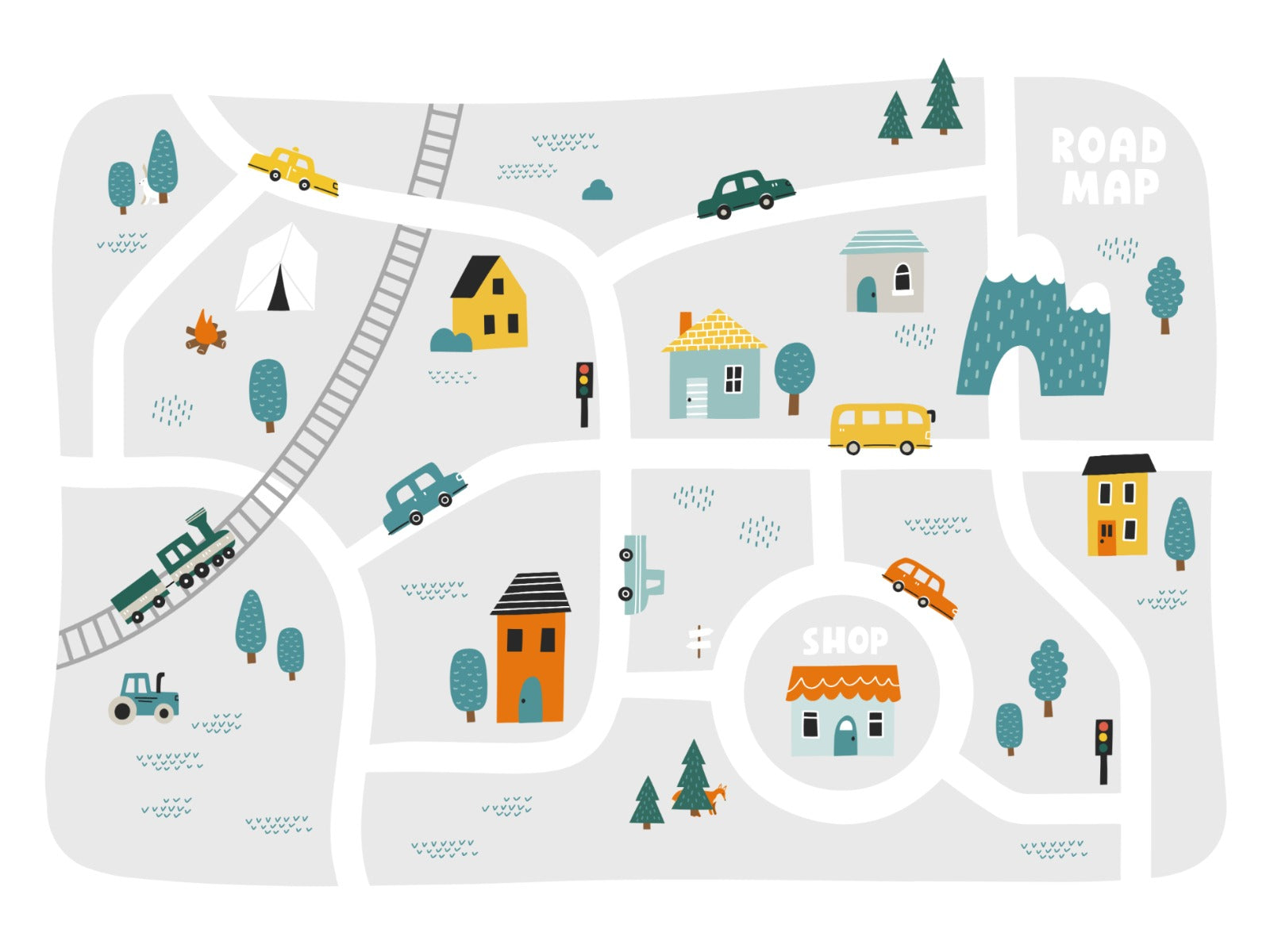 Town Map Wall Mural