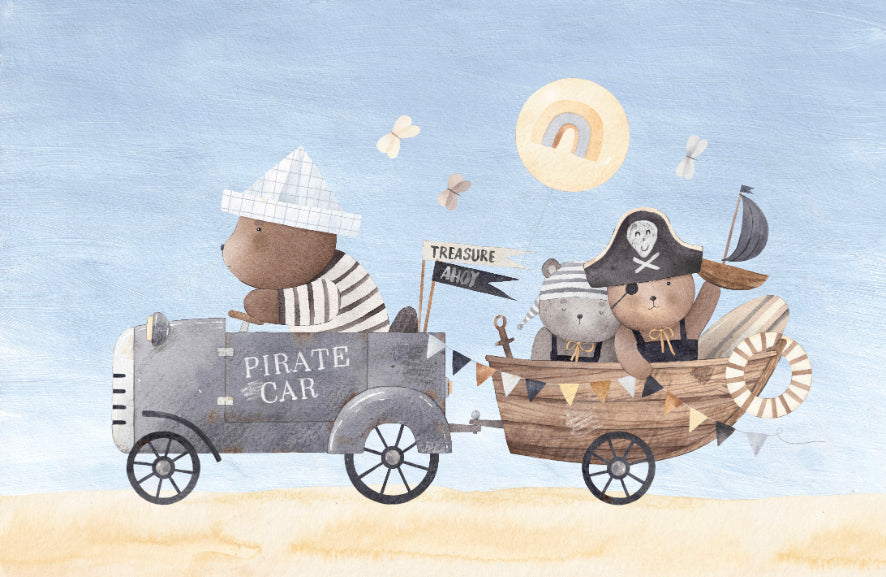 Pirate Bear Adventure Kids Room Wall Mural in your room