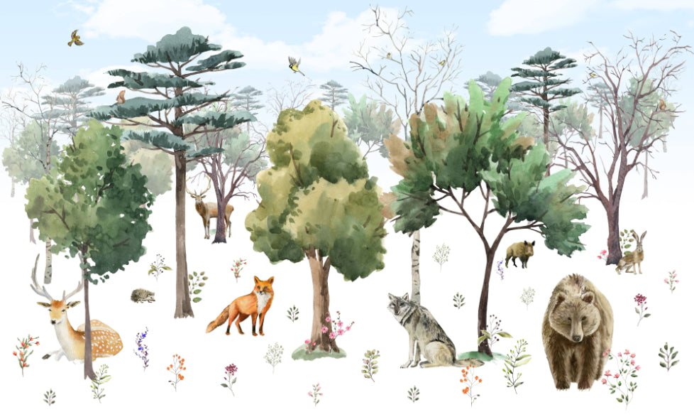 Enchanted Forest Animals Kids Wall Mural in your room