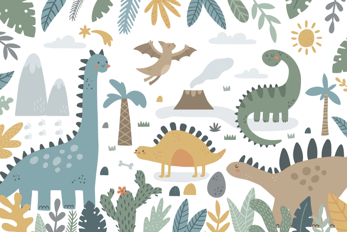 Dinosaur Design Wall Mural in your room — zoomed