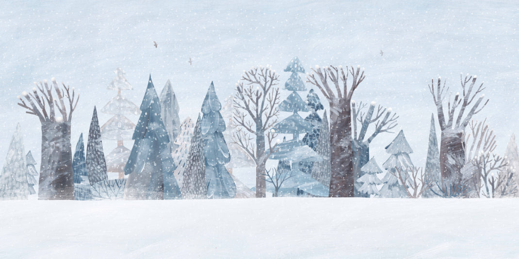 Winter Wonderland Forest Wall Mural in your room — zoomed