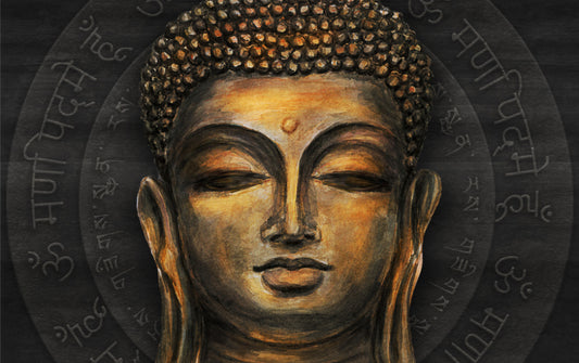 Golden Buddha Script Halo Wall Mural