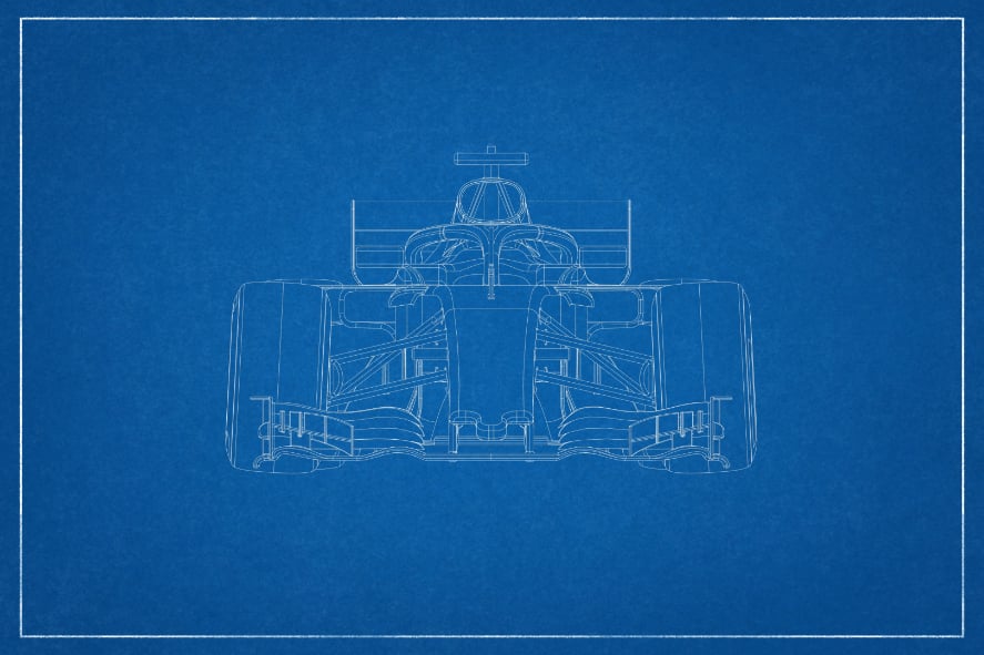 Formula One Car Blueprint Style Wall Mural in your room
