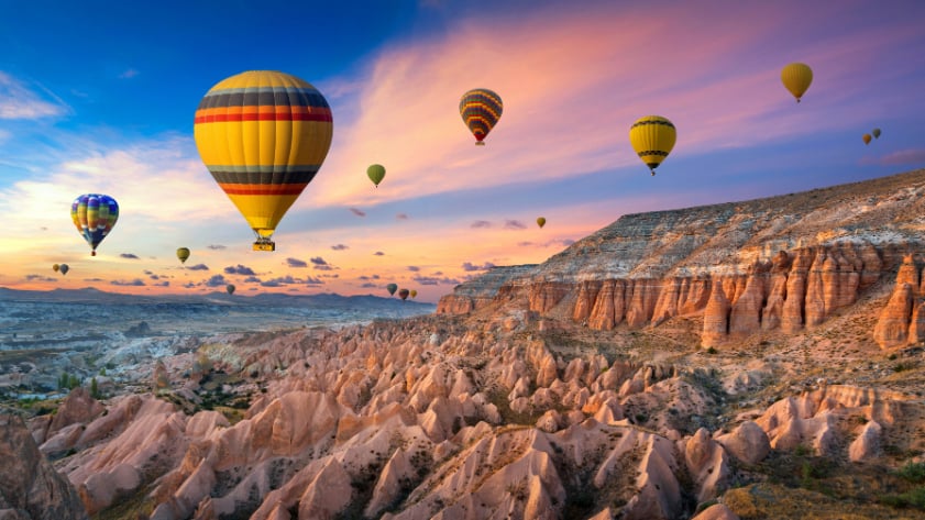 Cappadocia Balloons Sunset Wall Mural in your room
