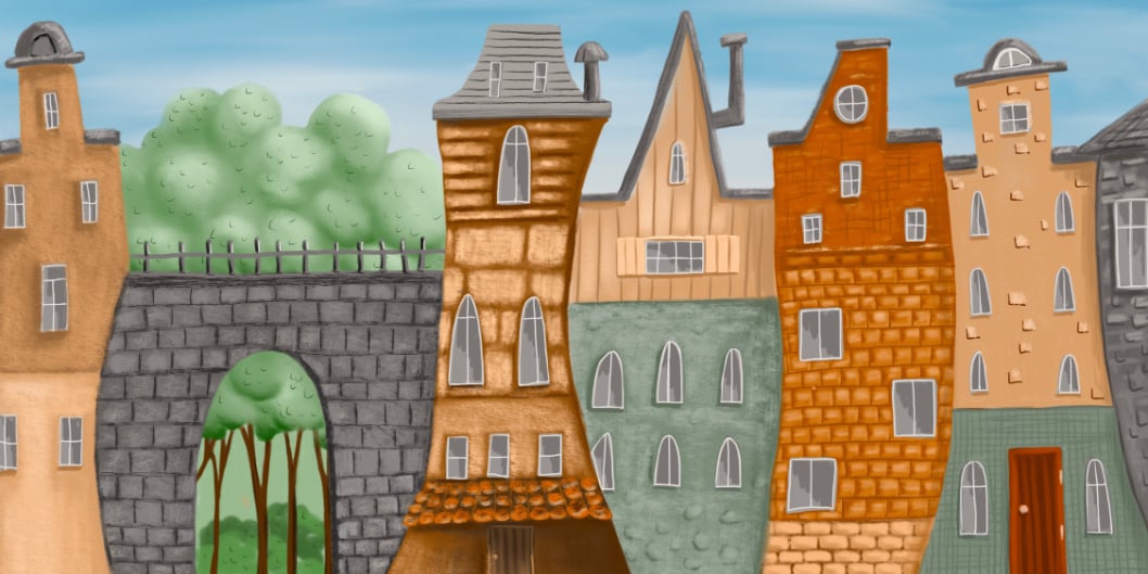 Small Painted City Wall Mural