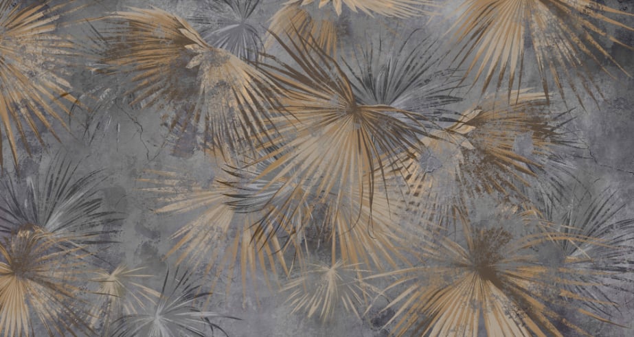 Golden Frond Elegance Wall Mural in your room