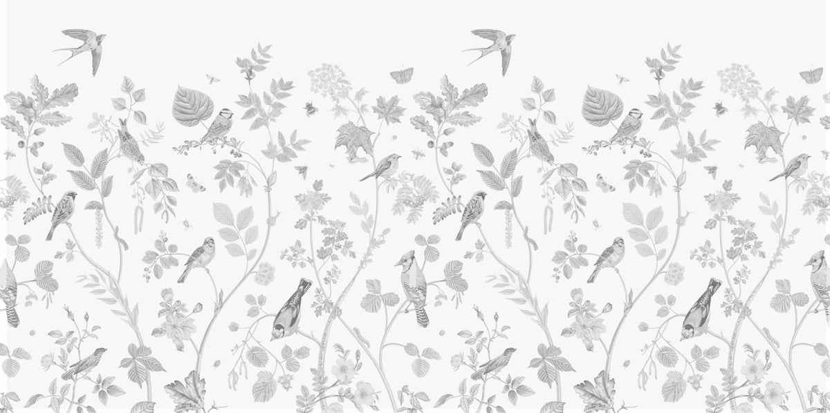 Garden Birds Wallpaper in your room — zoomed