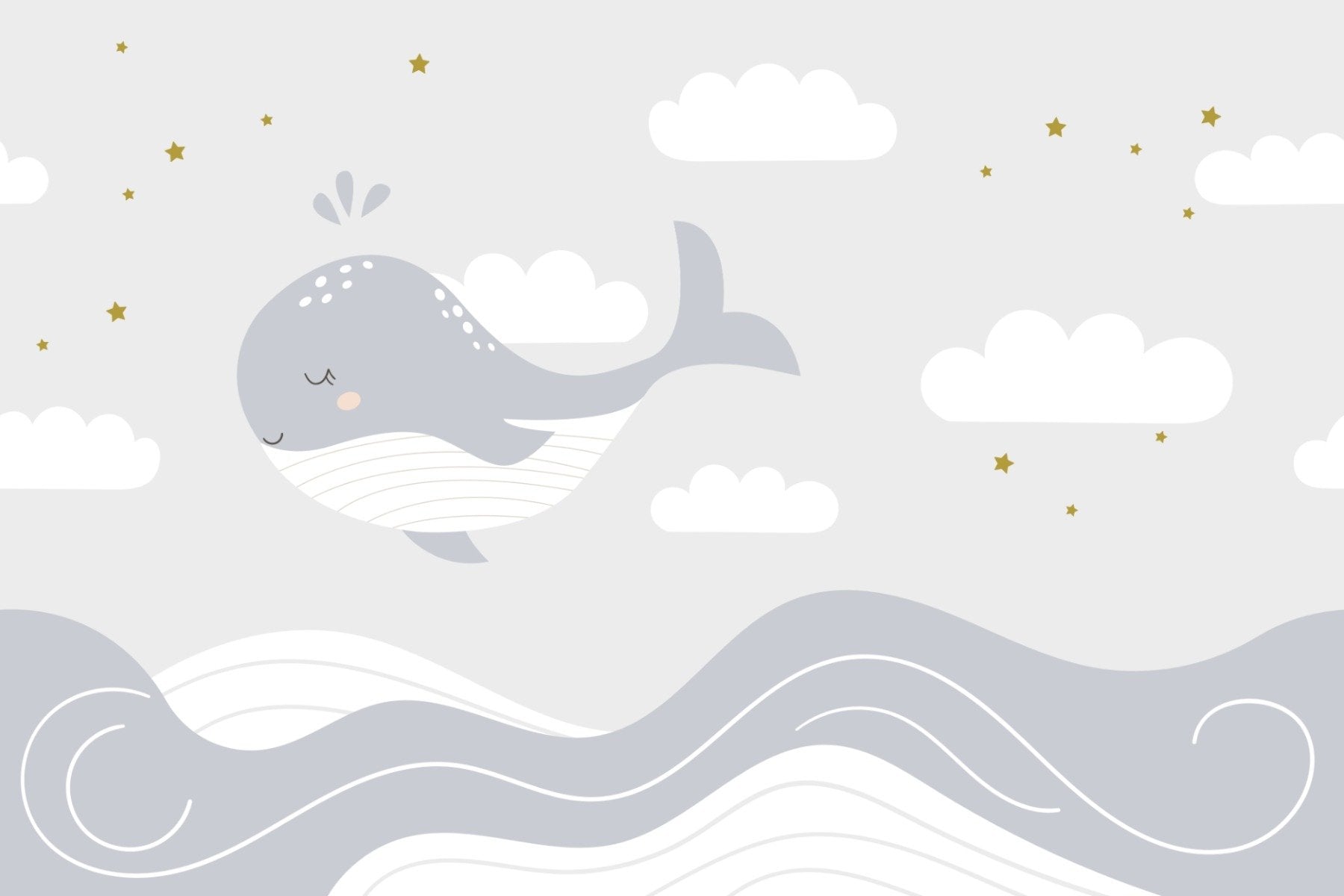Whale Dreams Wall Mural in your room — zoomed
