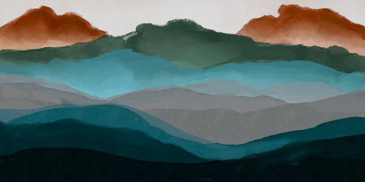 Watercolor Abstract Highland Mural in your room