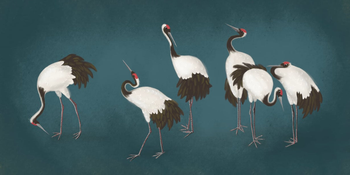 Elegant Crane Wall Mural in your room — zoomed