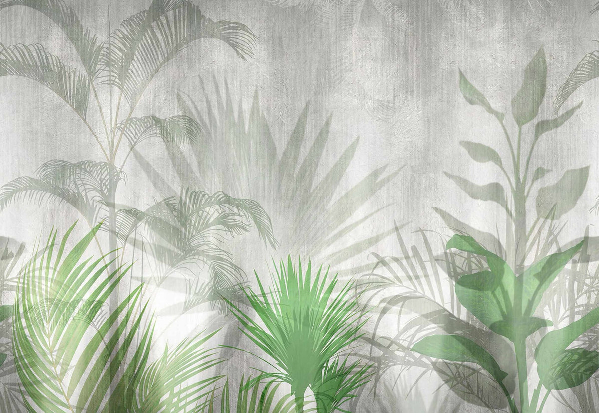 Tropical Green Leaf Wallpaper Murals in your room