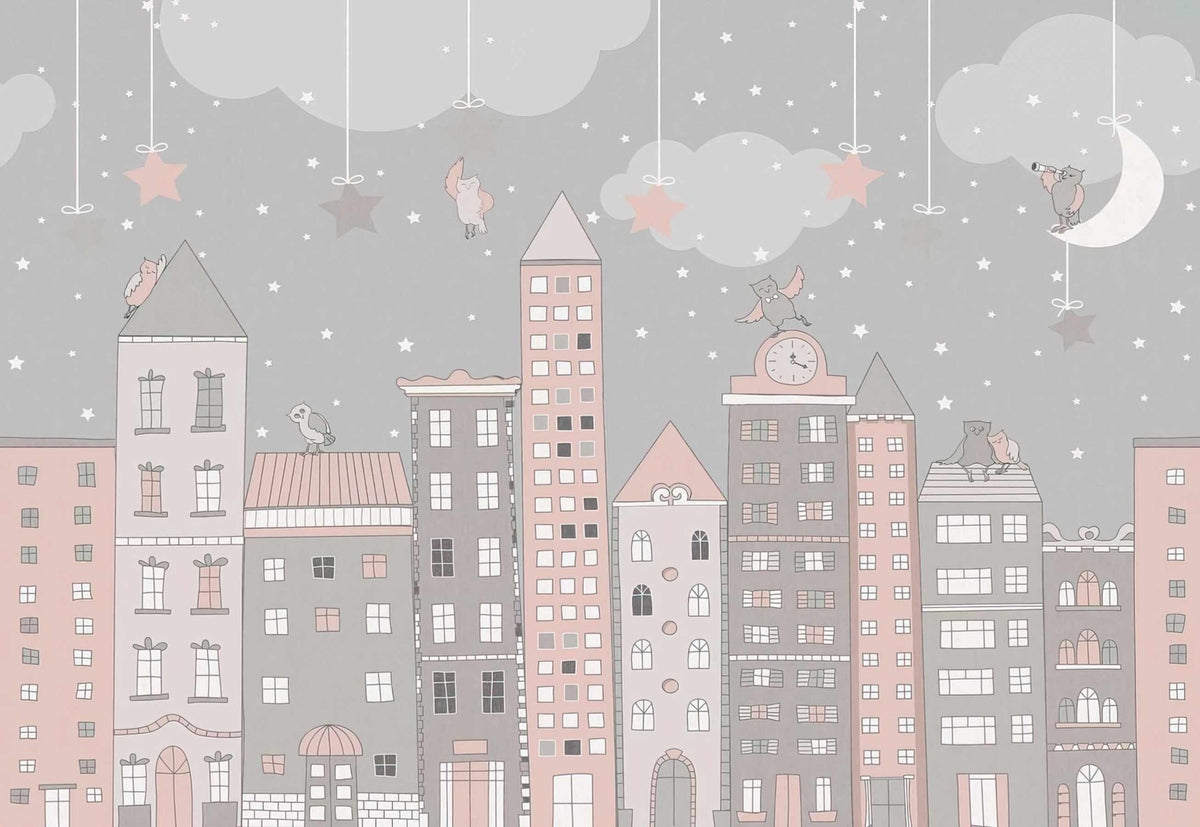Little CityScape Sketches Wall mural in your room — zoomed