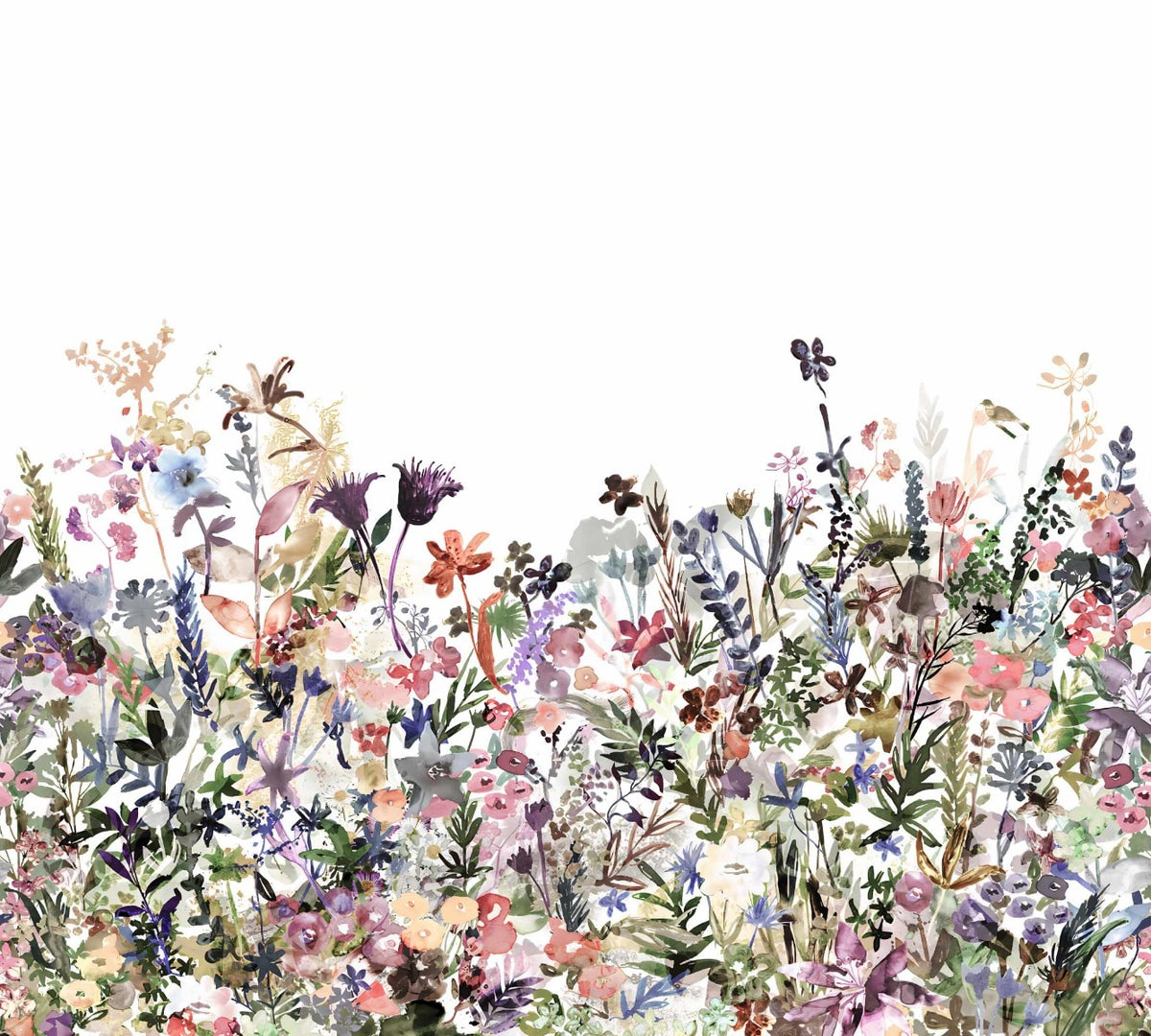 Watercolor Floral Meadows Wall Mural in your room
