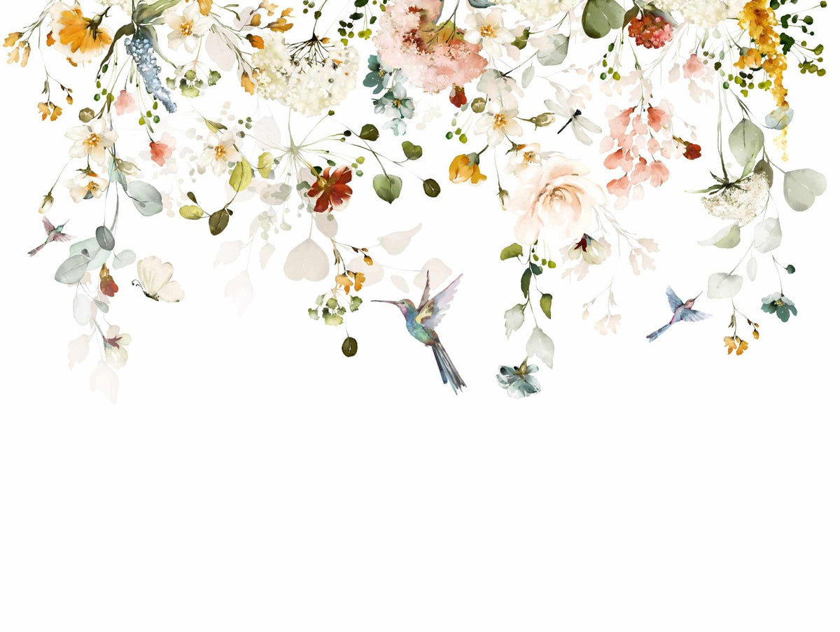 Floral Sway Hummer Hues Wall Mural in your room