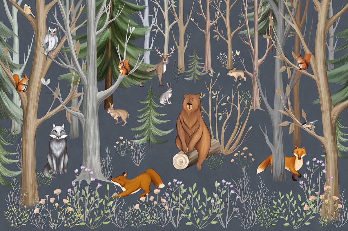 Forest Quartet Wallpaper Mural in your room