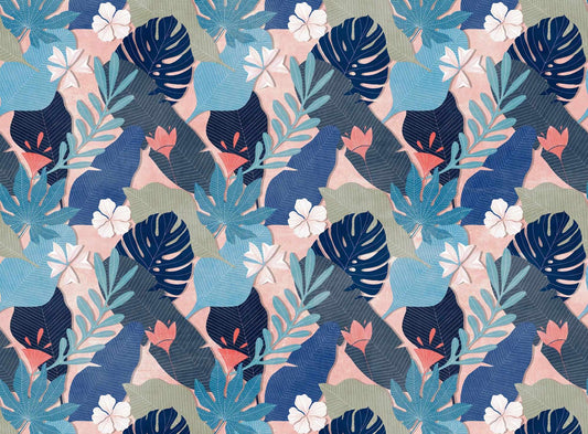 Blue Oasis Foliage Wallpaper Mural
