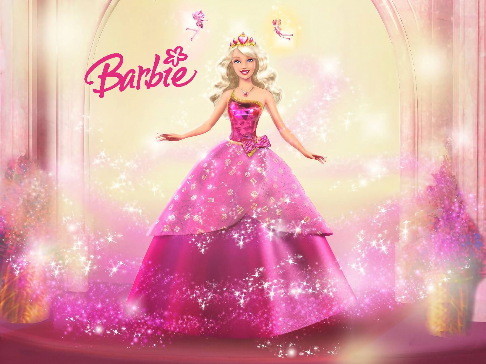 Pink Dress Barbie Wallpaper Murals in your room — zoomed