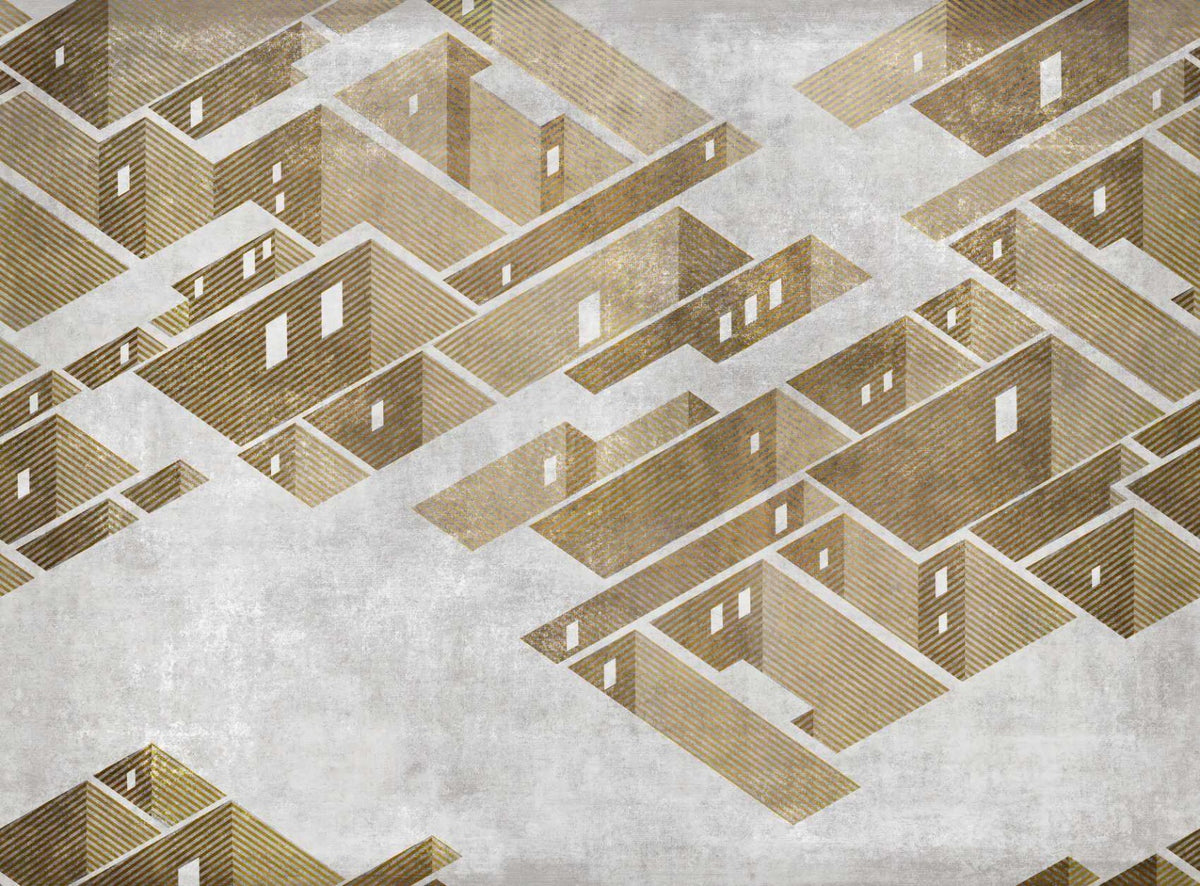 Cityscape Axonometric View Wallpaper Mural in your room — zoomed