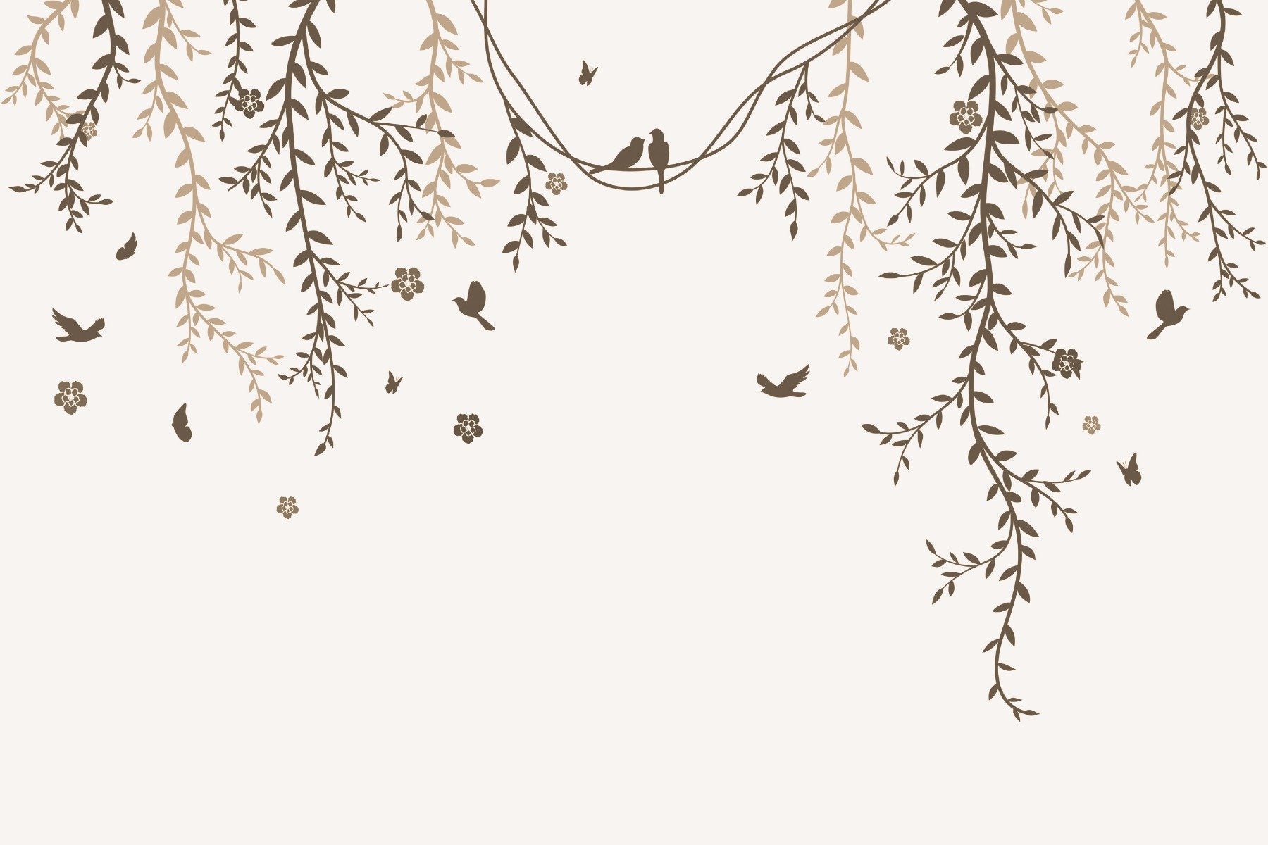 Lyrical Leaves Mural Wallpaper in your room — zoomed