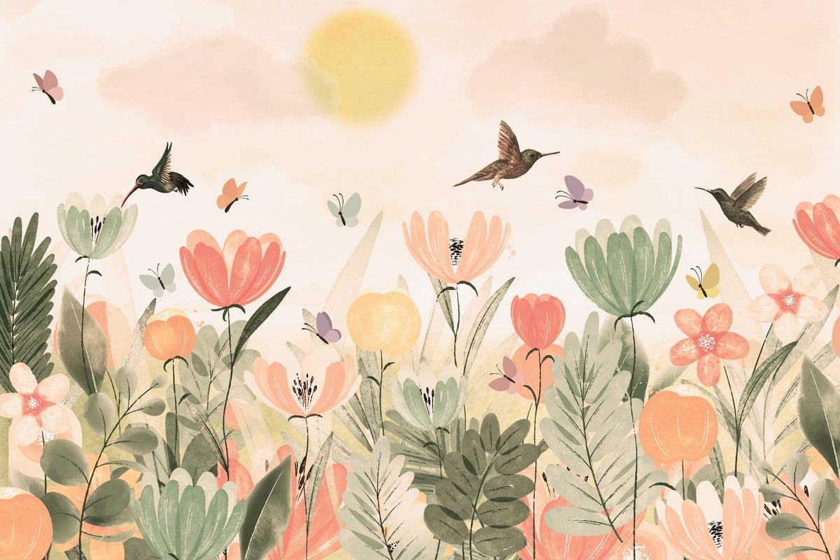Cheerful Spring Blossoms Wallpaper in your room — zoomed