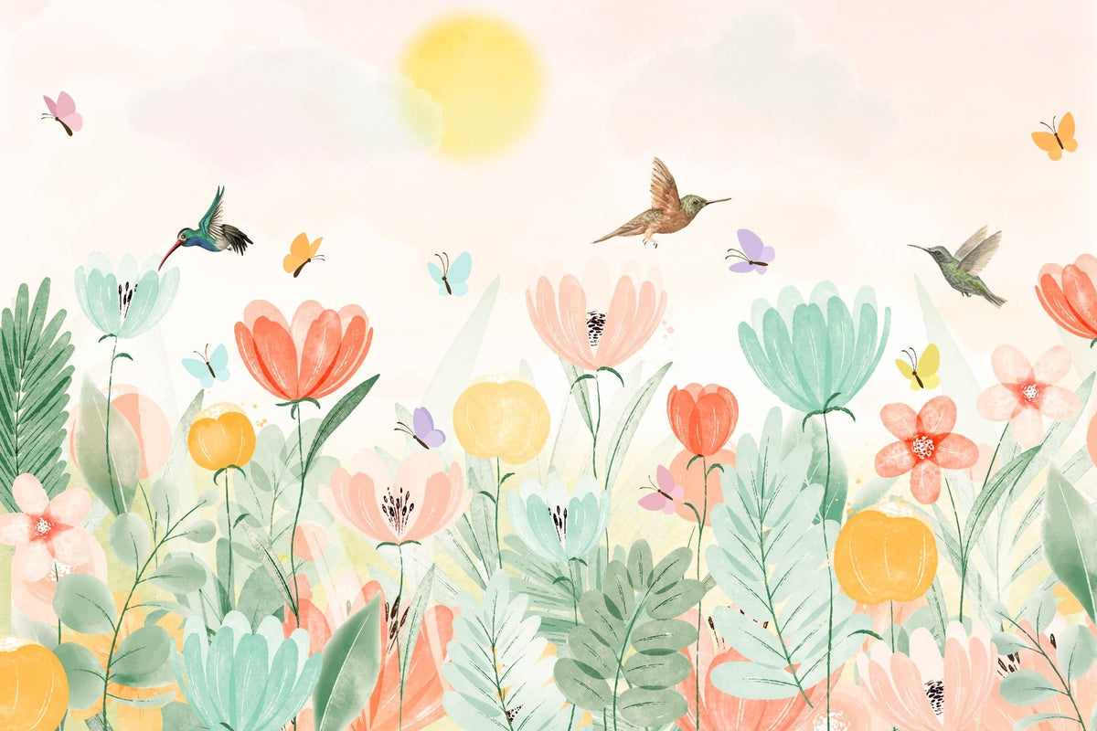 Soft Pastel Spring Garden Mural in your room