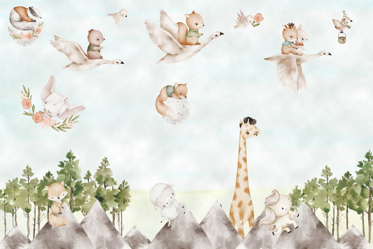 Enchanted Woodland Creatures Mural in your room — zoomed
