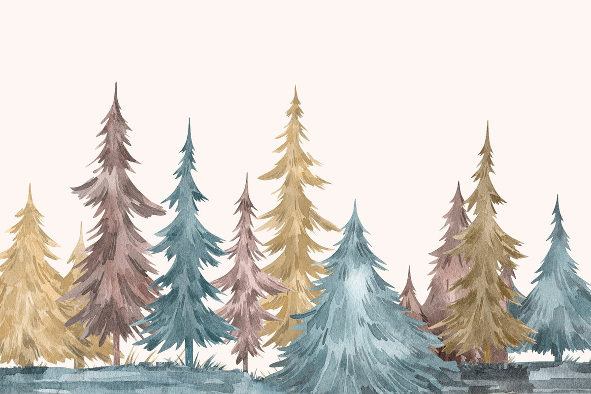 Evergreen Alpine Elegance Wall Mural in your room — zoomed