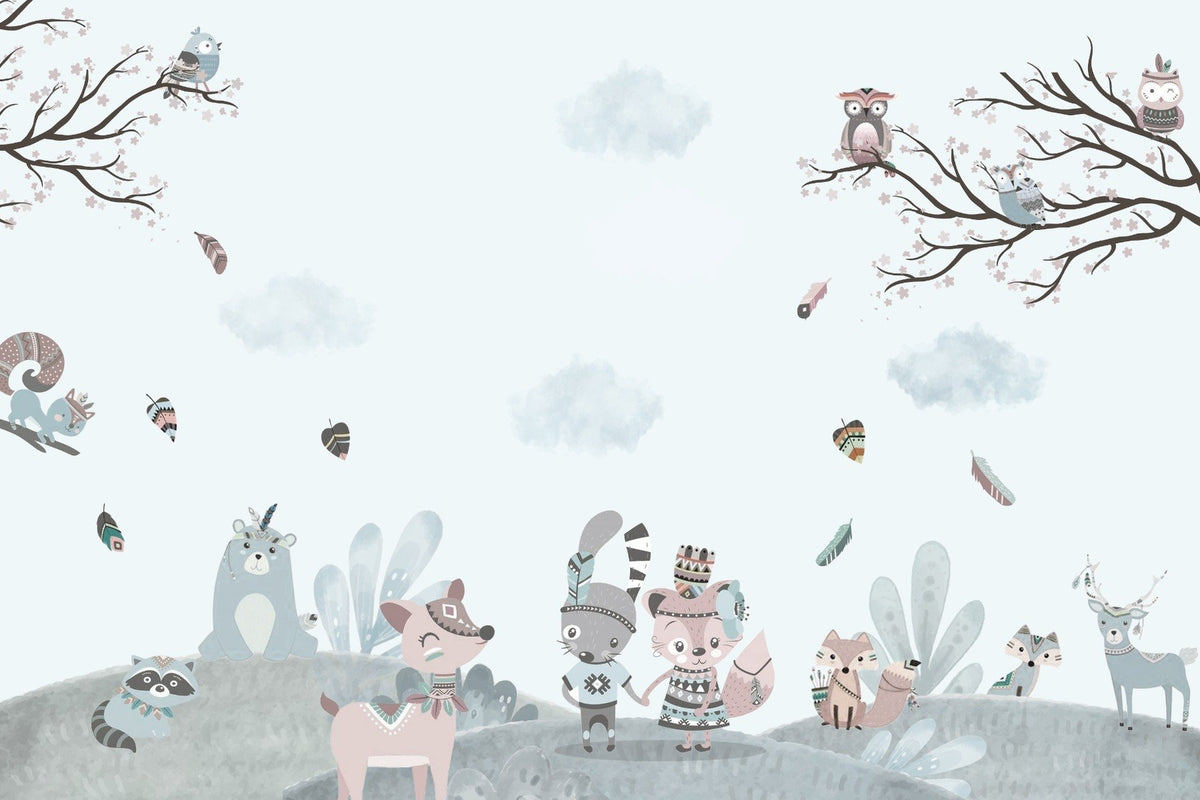 Charming Critters Storybook Wall Mural in your room — zoomed