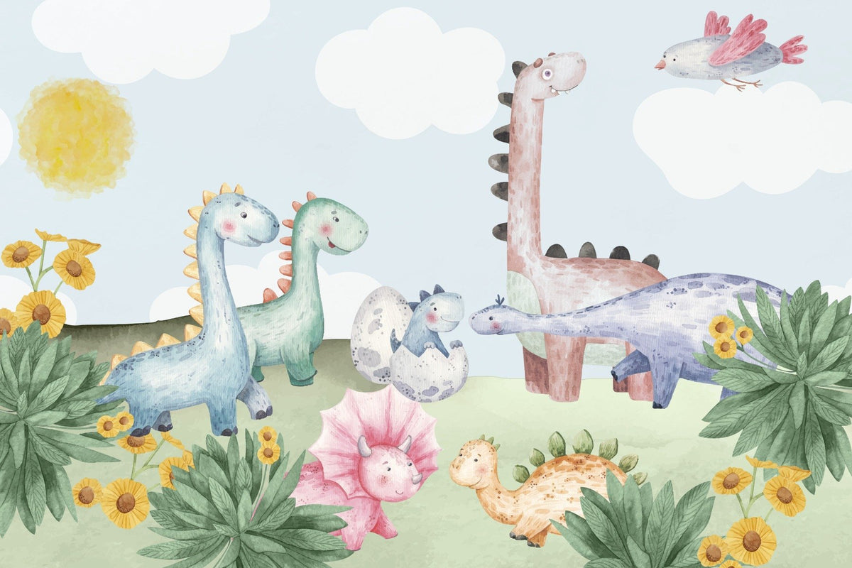 Dino Delight Nursery Wall Mural in your room