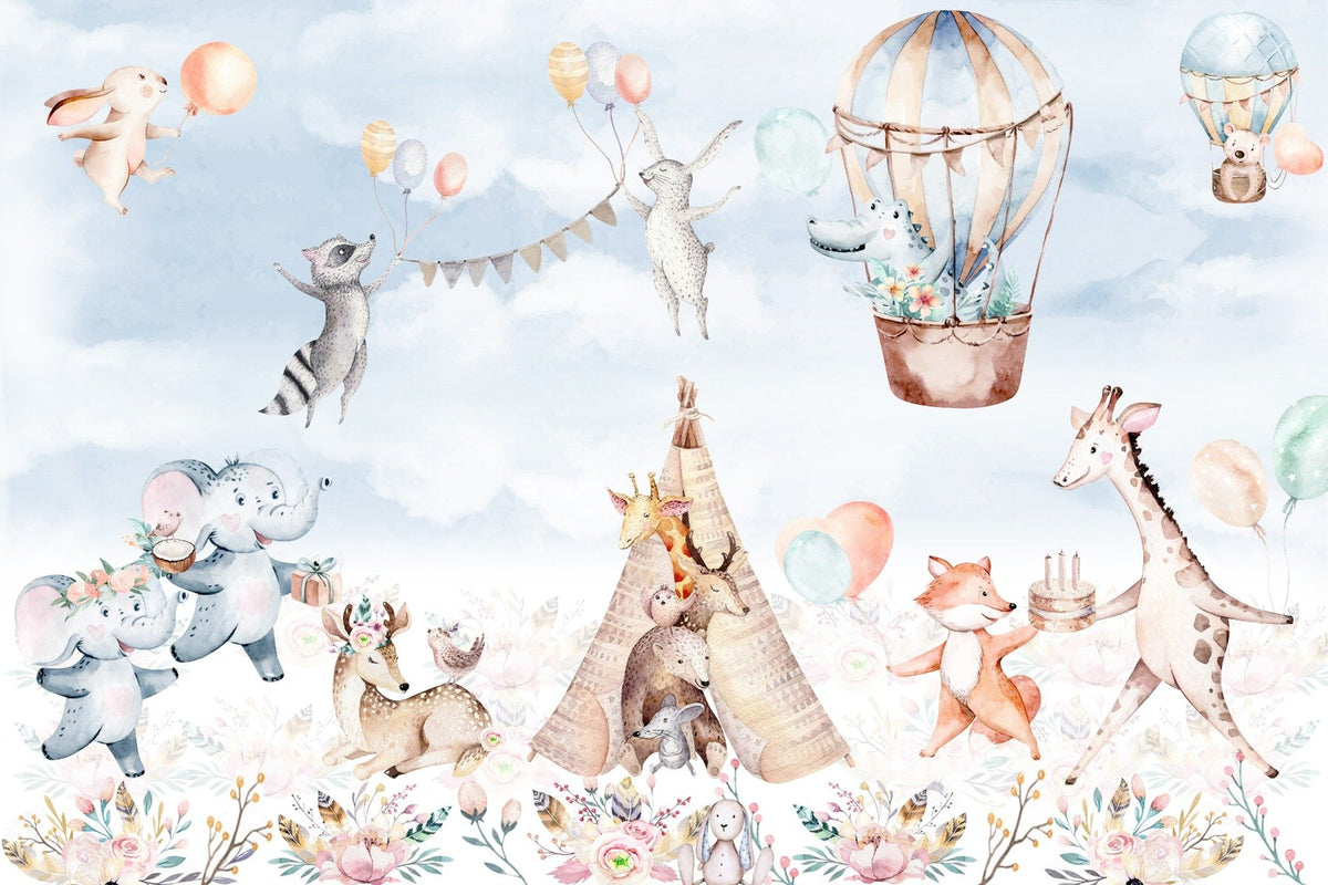Balloons Over Blossom Valley Art Mural in your room