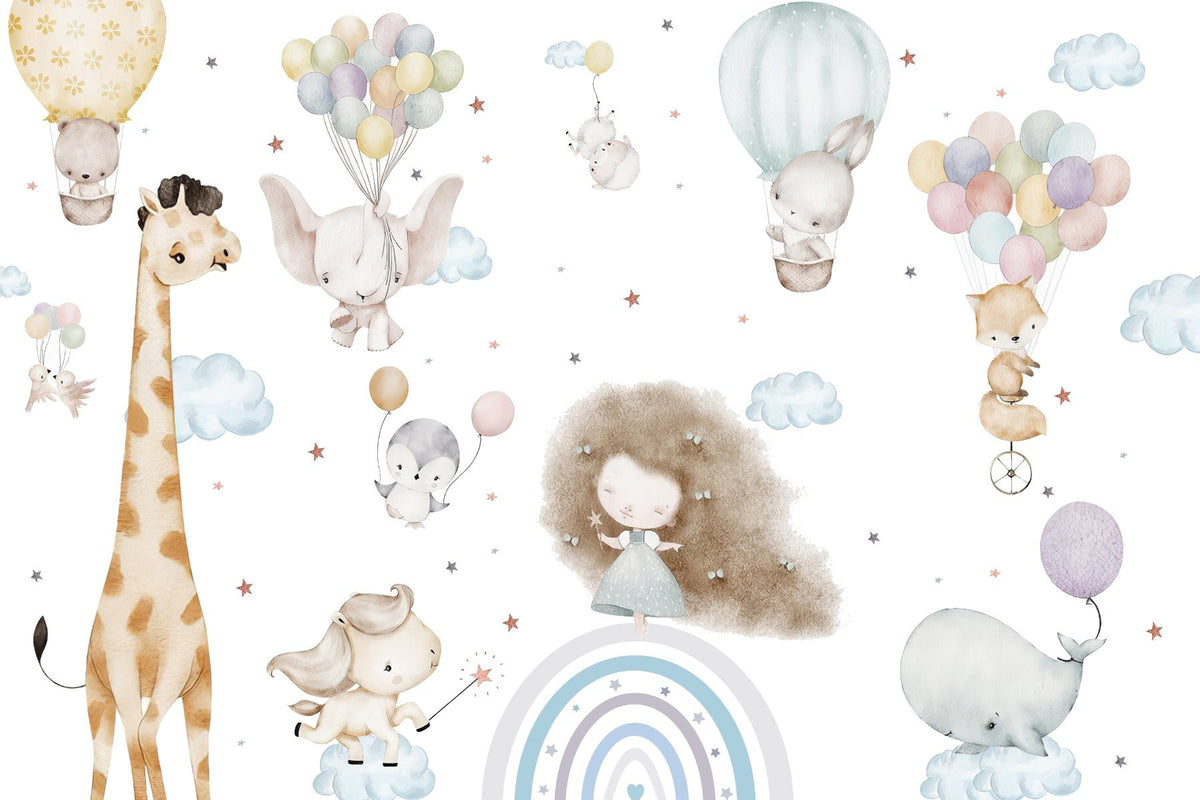 Cloud Nine Playmates Wall Mural in your room — zoomed