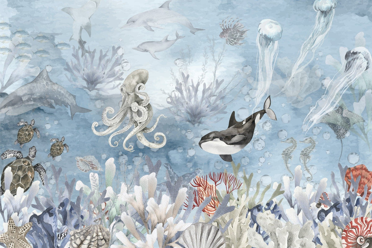 Deep Sea Symphony Wall Mural in your room — zoomed