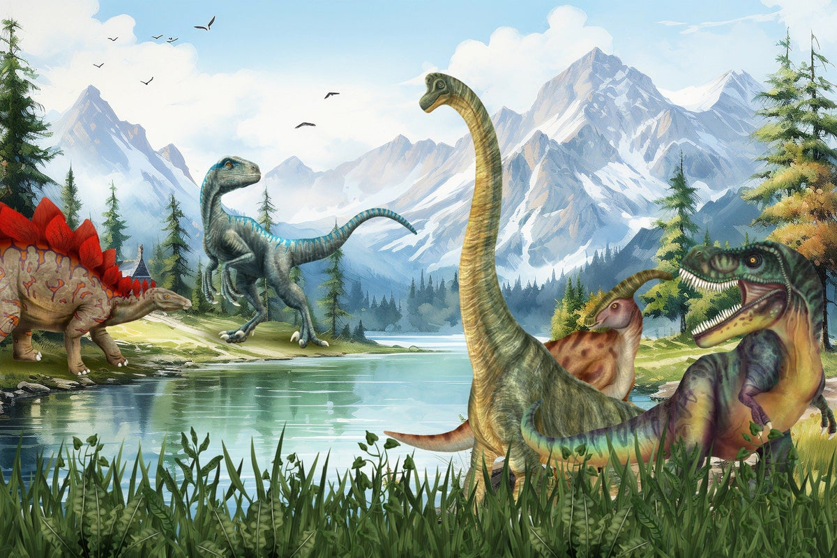 Jurassic Valley Dinosaur Wall Mural in your room
