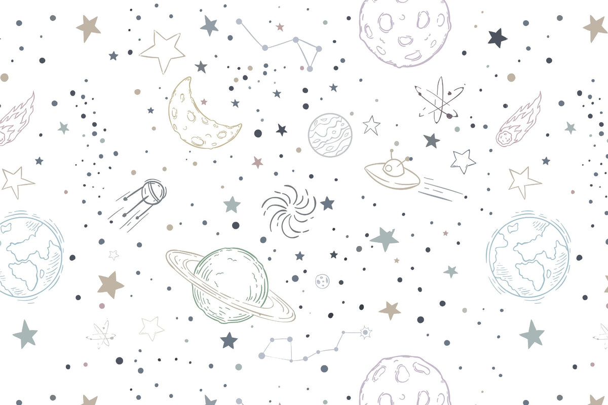 Stellar Sketches Nursery Wallpaper in your room