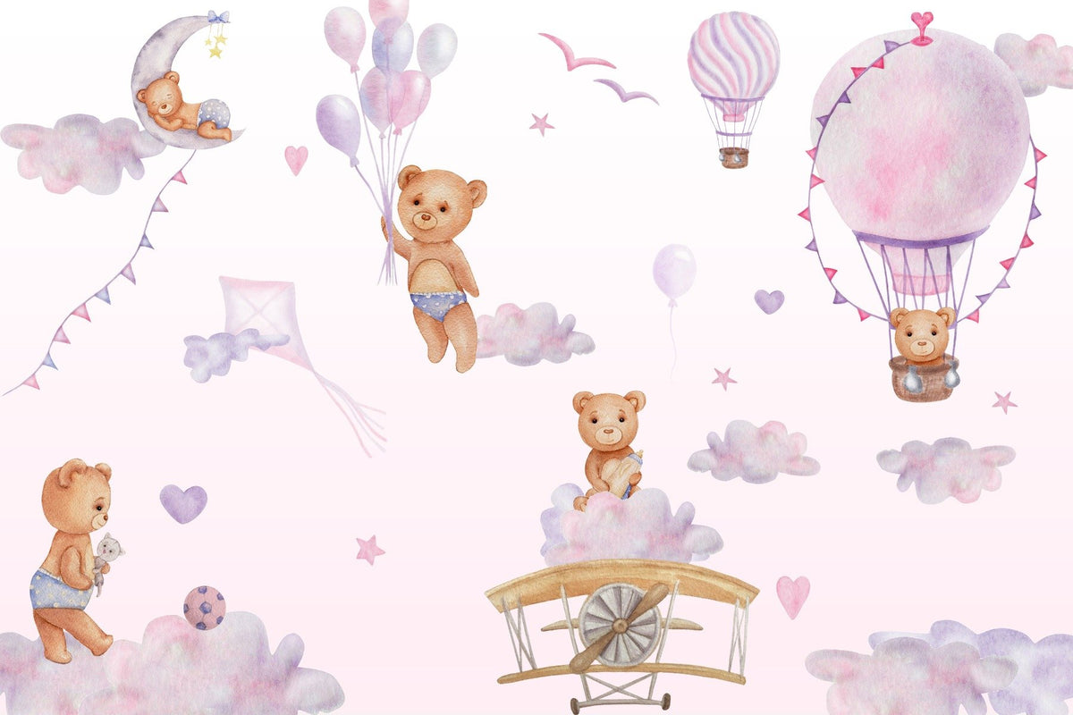 Bouncy Bear Sky Journey Mural in your room